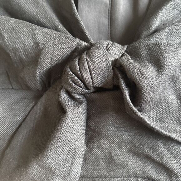 NWT Melloday Nordstrom Puff Sleeve Bow Linen Viscose Blend Maxi Dress Size Large - Picture 6 of 12